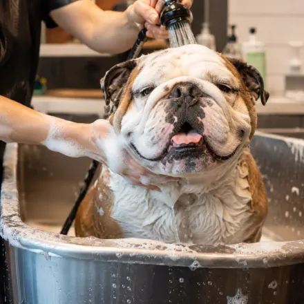 Happy dog after grooming at an independent salon